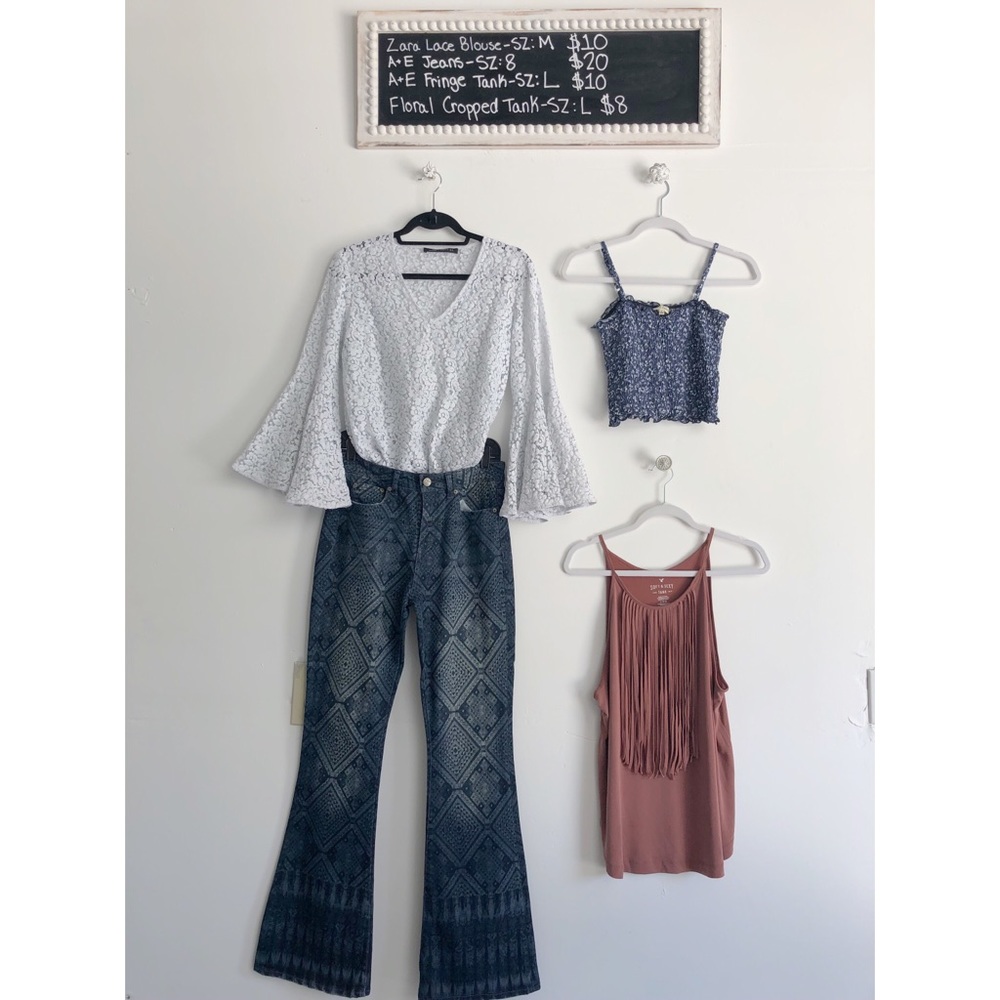 Zara white lace blouse